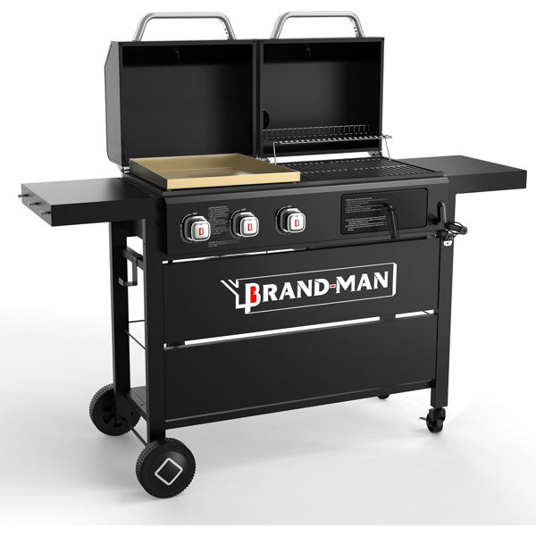 Brand-Man 4-Burner Propane Grill With Infrared Sear Side Burner - 8500 BTU, Cabinet Style